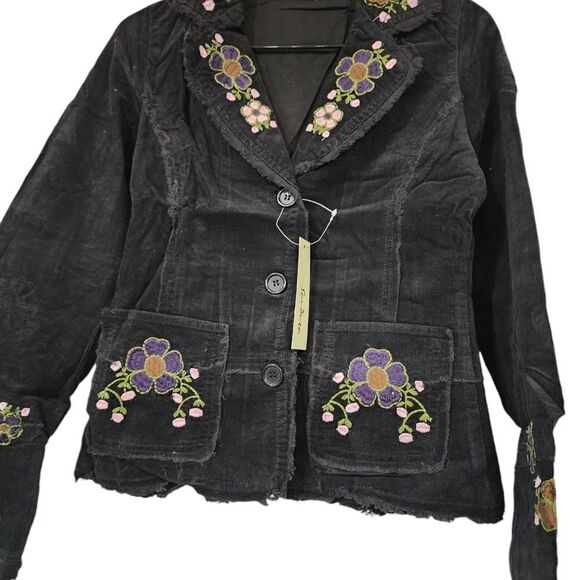 Sandrea Corduroy Embroidered Floral Jacket - Picture 4 of 12